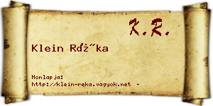 Klein Réka névjegykártya